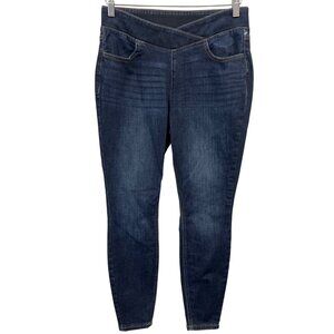 Maurices Criss Cross Waist Skinny Jeggings Size Small Short Blue Stretch Cotton